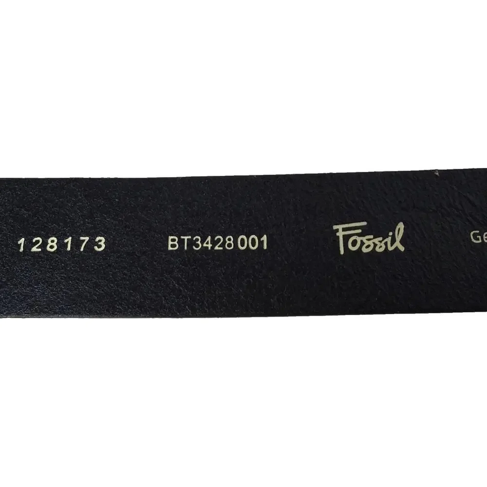 Fossil Black Leather Casual Belt Beveled Buckle Size M New with Tags BT3428001